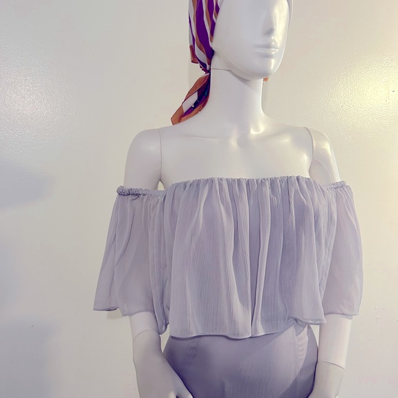 NWOT Lavender Strapless/On/Off Shoulder Maxi Dress Chiffon Full-Length Gown Sz.M - Picture 12 of 12